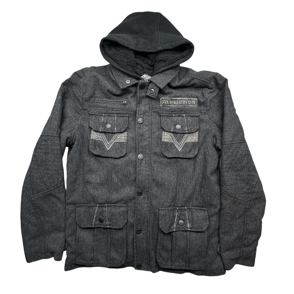 Affliction Black Premium 73 Sherpa Lined Field Jacket Mens Large Black Cross
